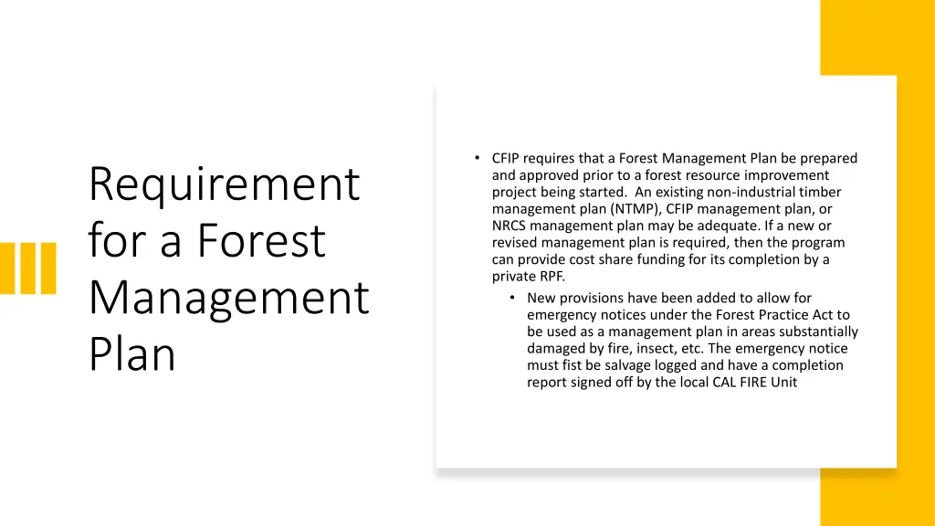 cfip requires that a forest management plan