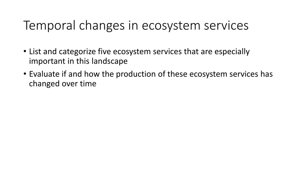 temporal changes in ecosystem services