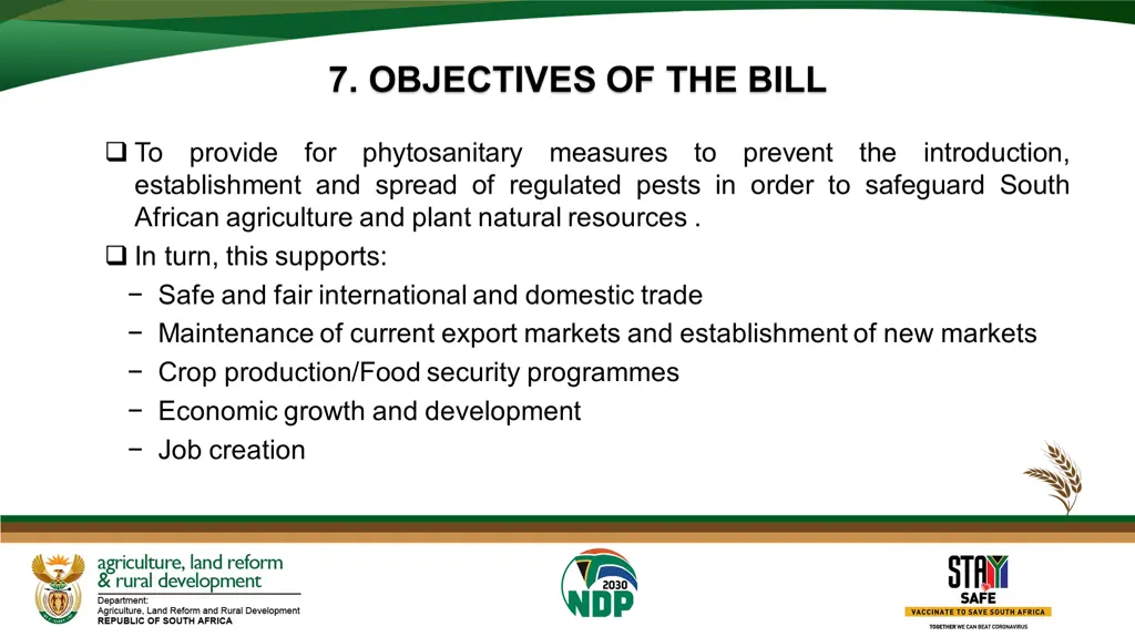 7 objectives of the bill