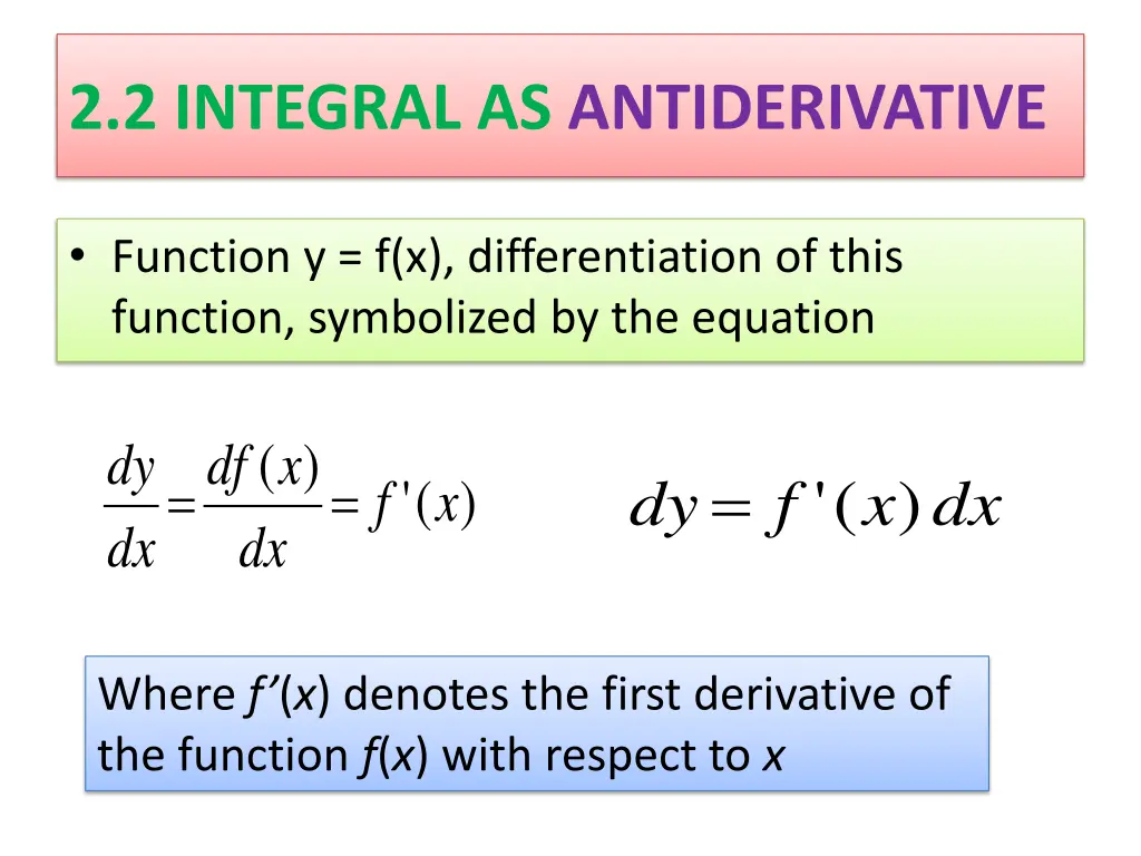 2 2 integral as antiderivative