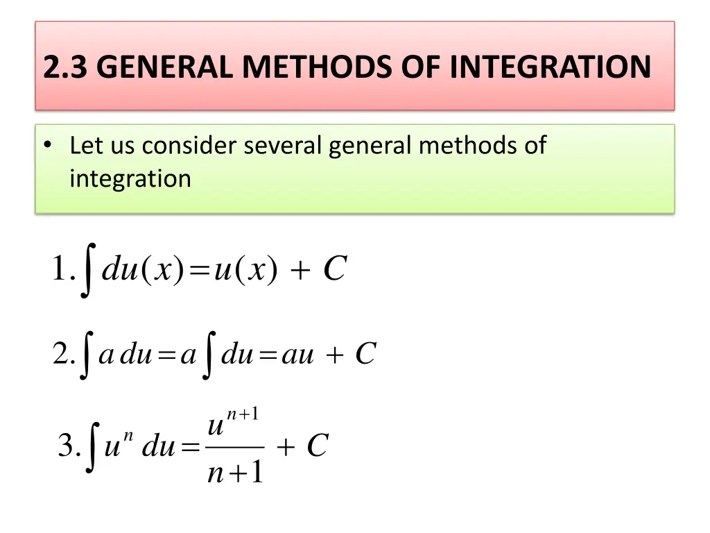 2 3 general methods of integration