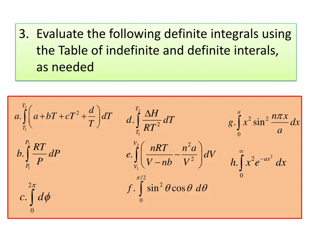 3 evaluate the following definite integrals using