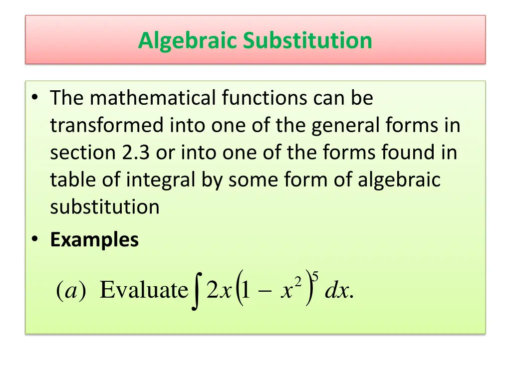 algebraic substitution