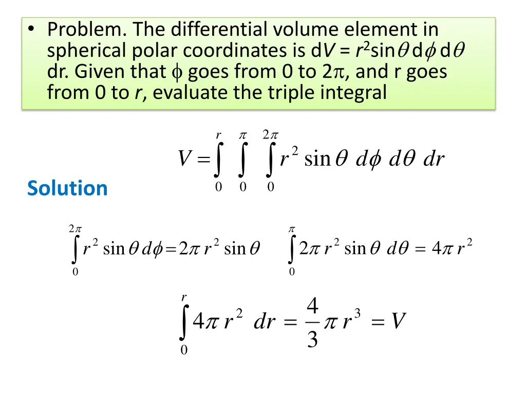 problem the differential volume element