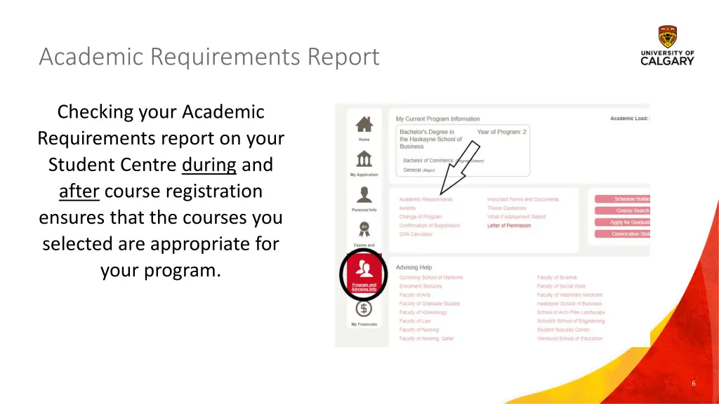 academic requirements report