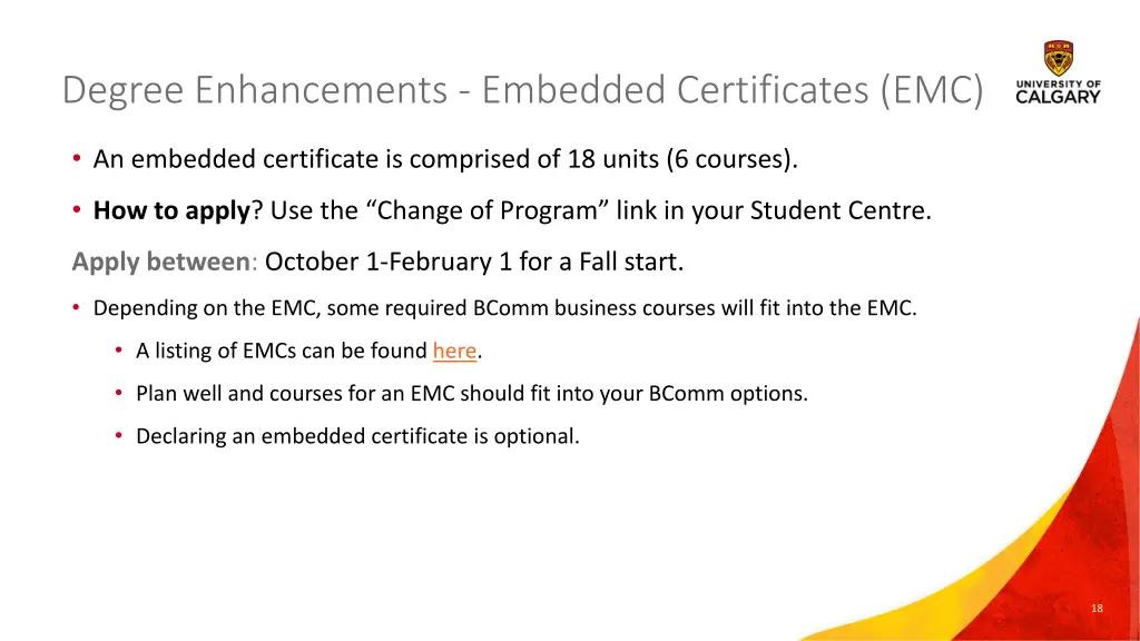 degree enhancements embedded certificates emc