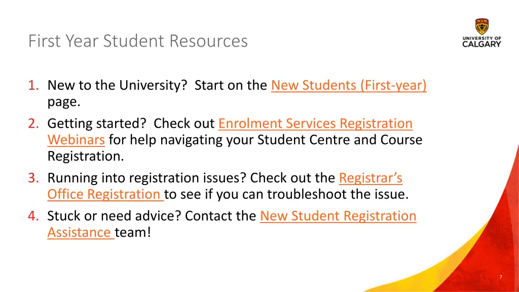 first year student resources