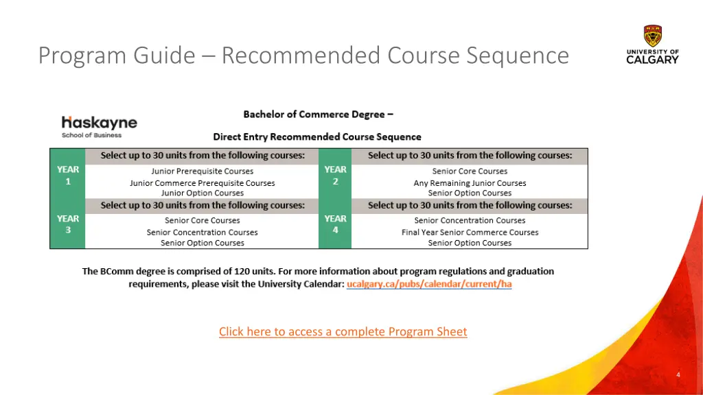 program guide recommended course sequence