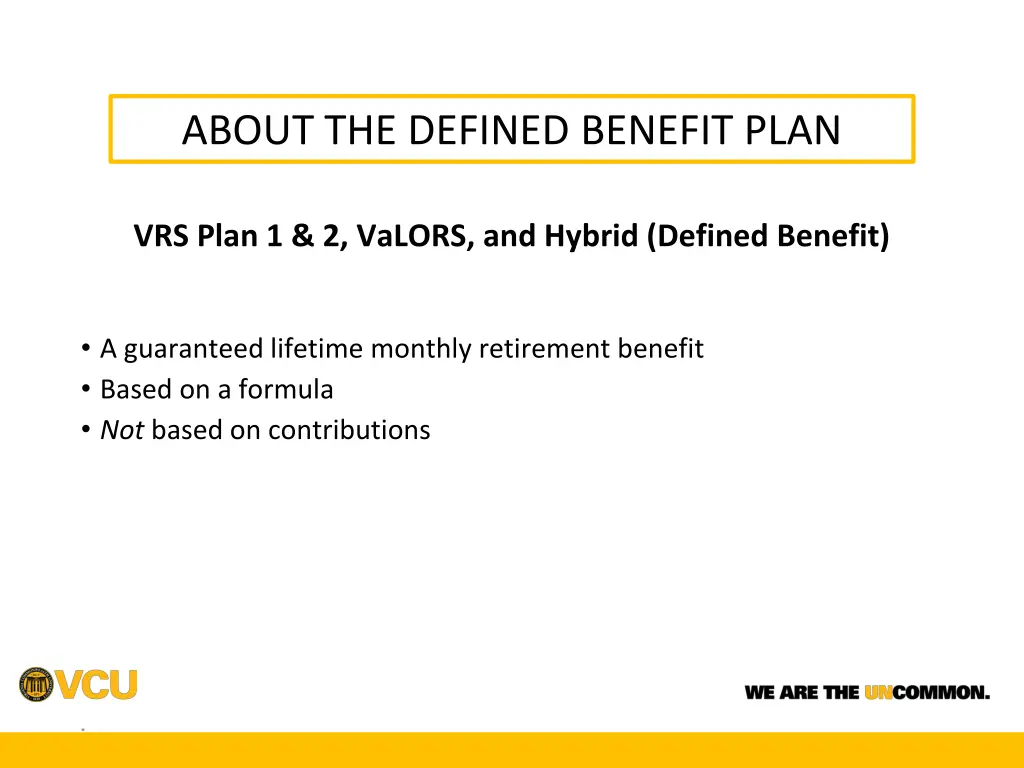 about the defined benefit plan
