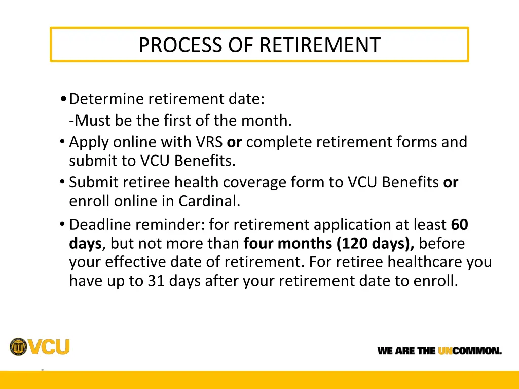 process of retirement
