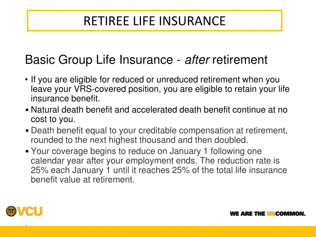 retiree life insurance