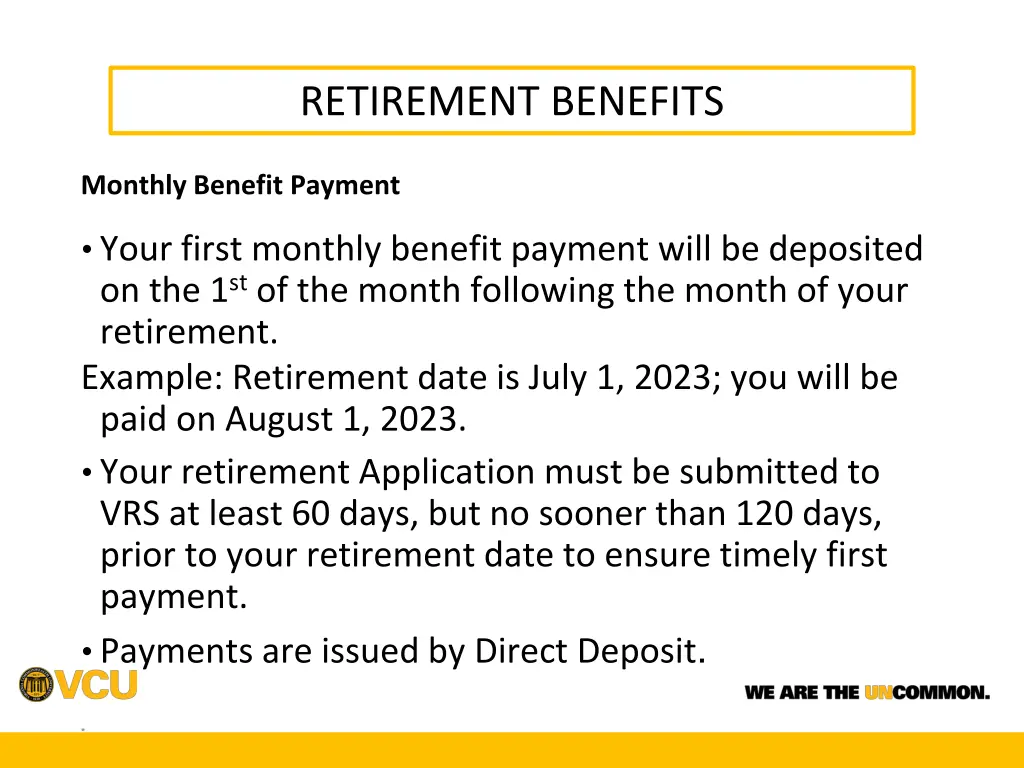 retirement benefits