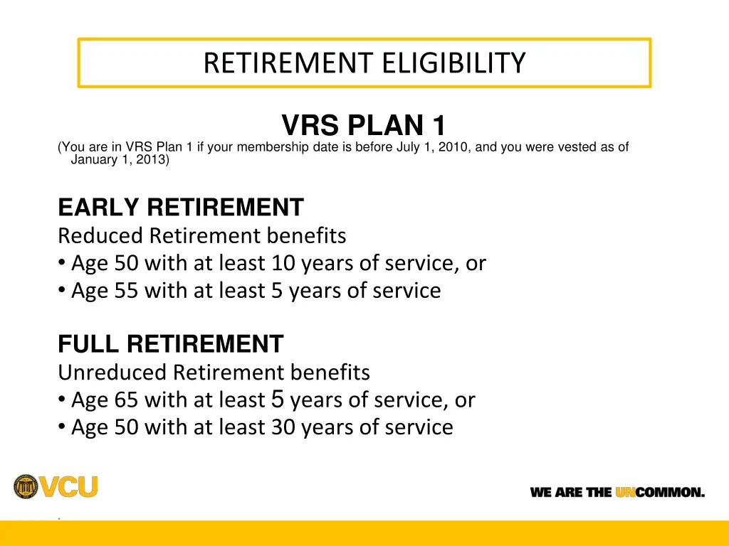 retirement eligibility
