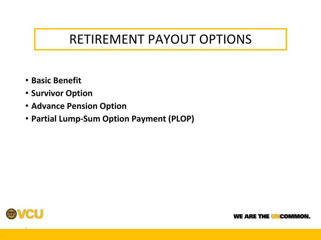 retirement payout options