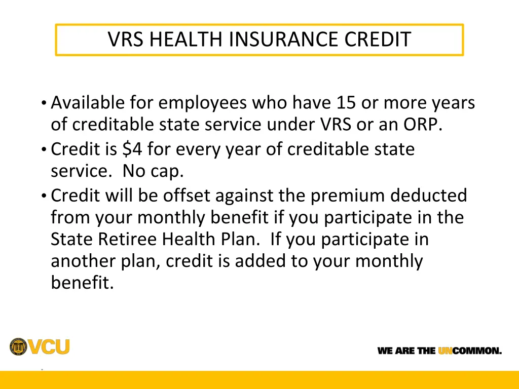 vrs health insurance credit