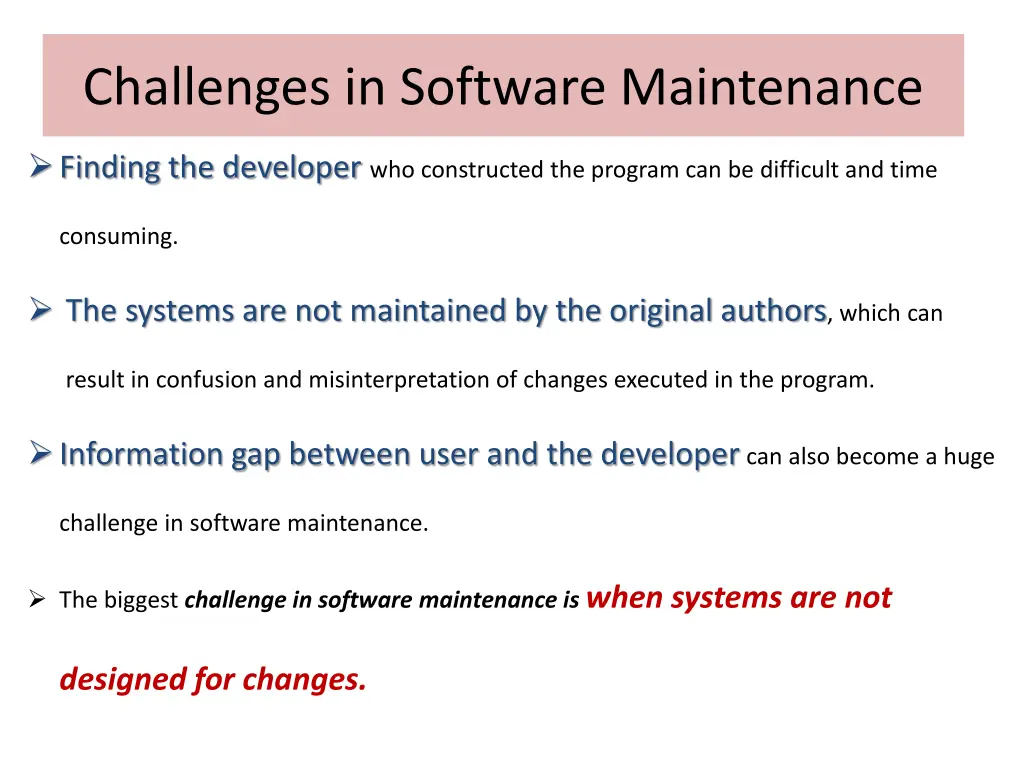 challenges in software maintenance