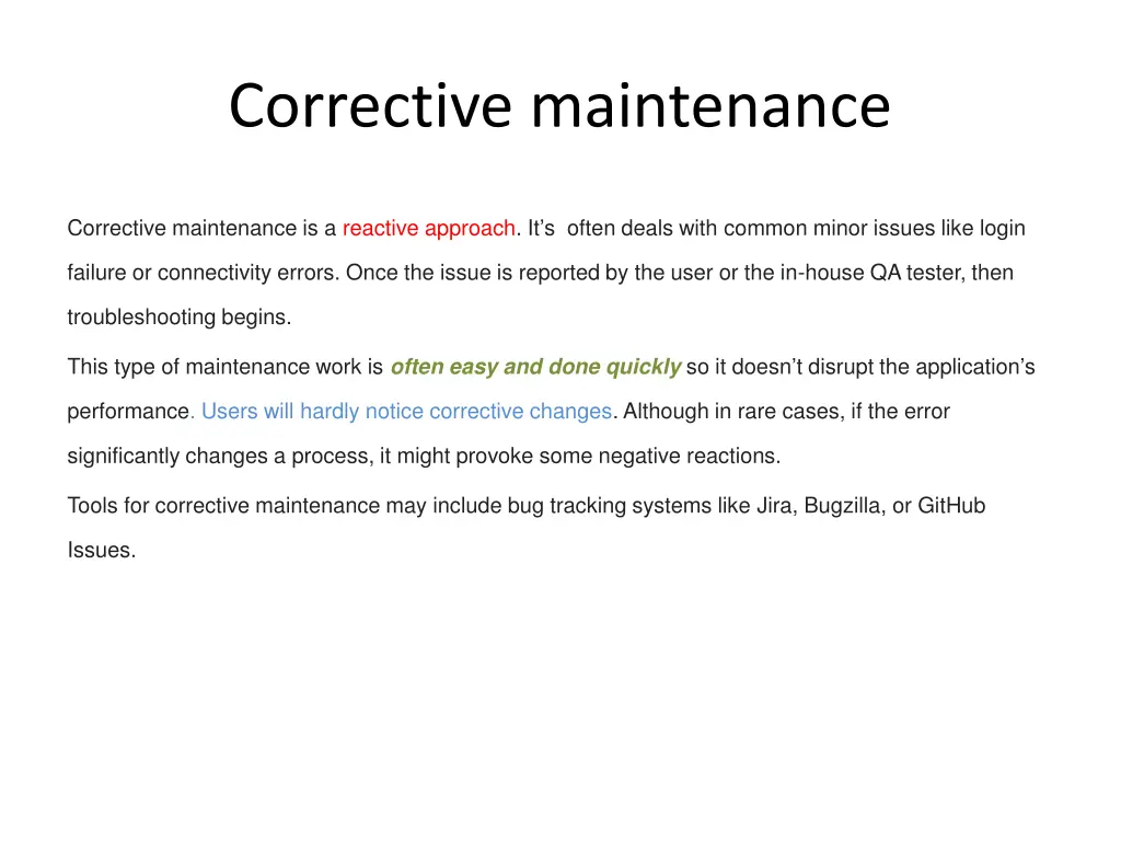 corrective maintenance