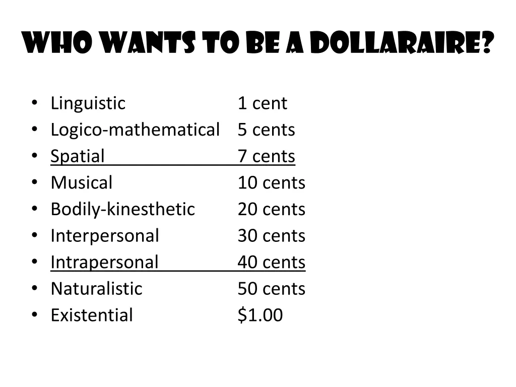 who wants to be a dollaraire 1
