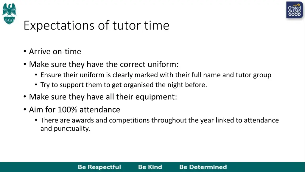 expectations of tutor time