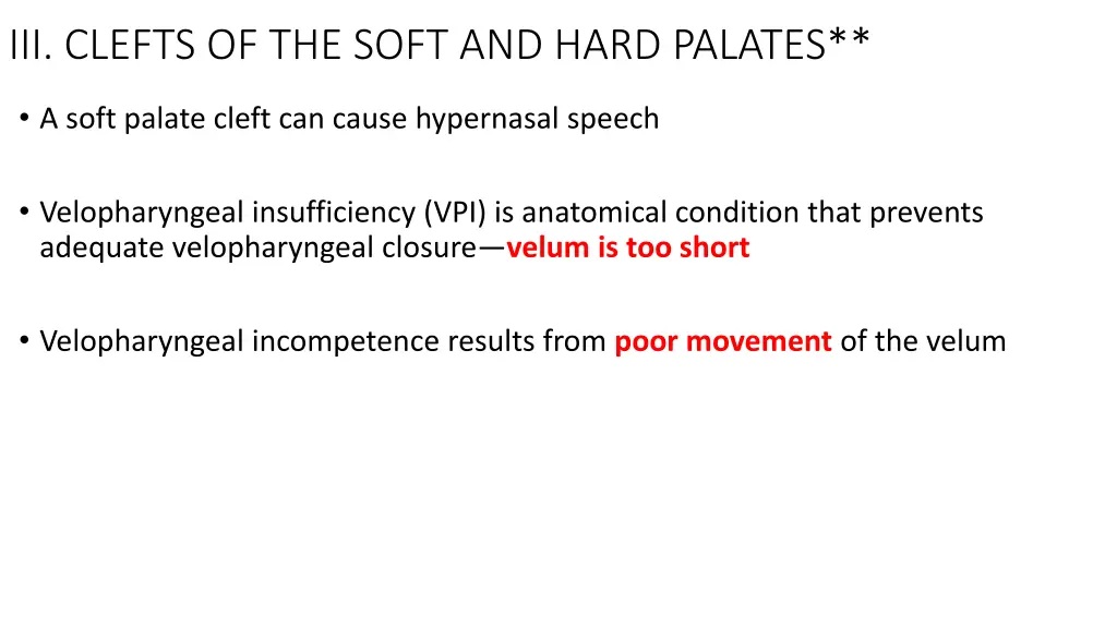 iii clefts of the soft and hard palates