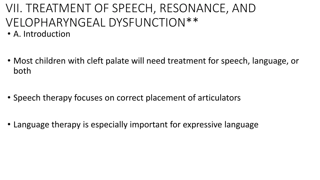 vii treatment of speech resonance