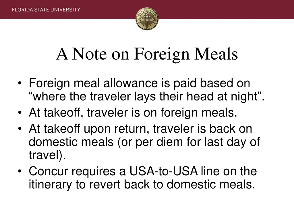 a note on foreign meals