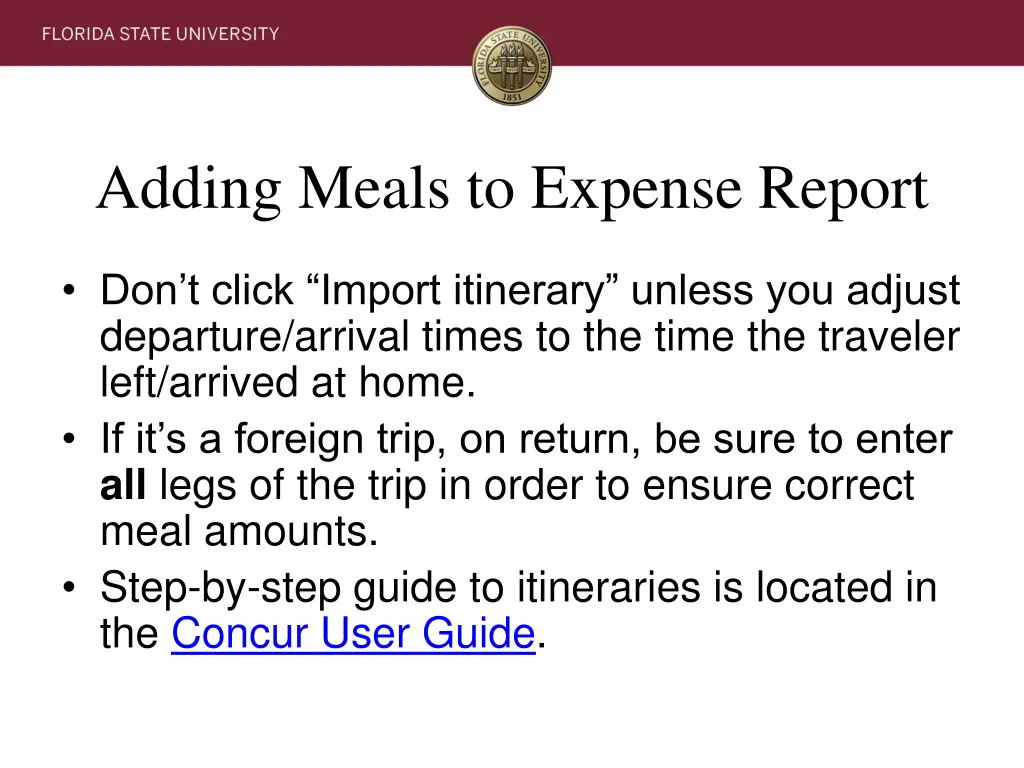 adding meals to expense report