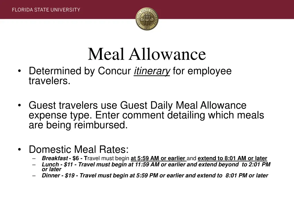 meal allowance