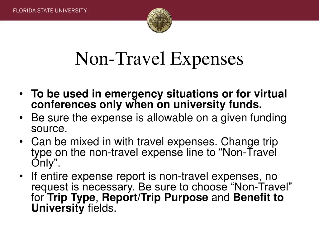 non travel expenses