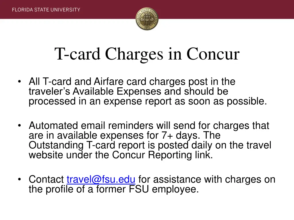 t card charges in concur