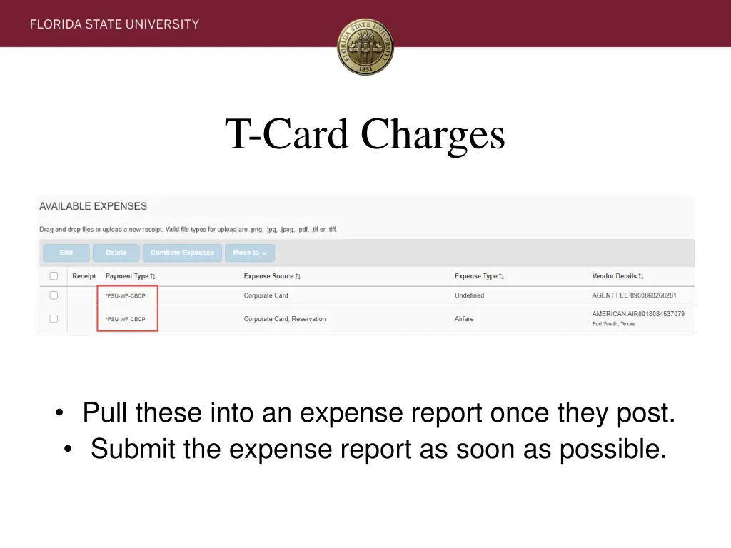 t card charges