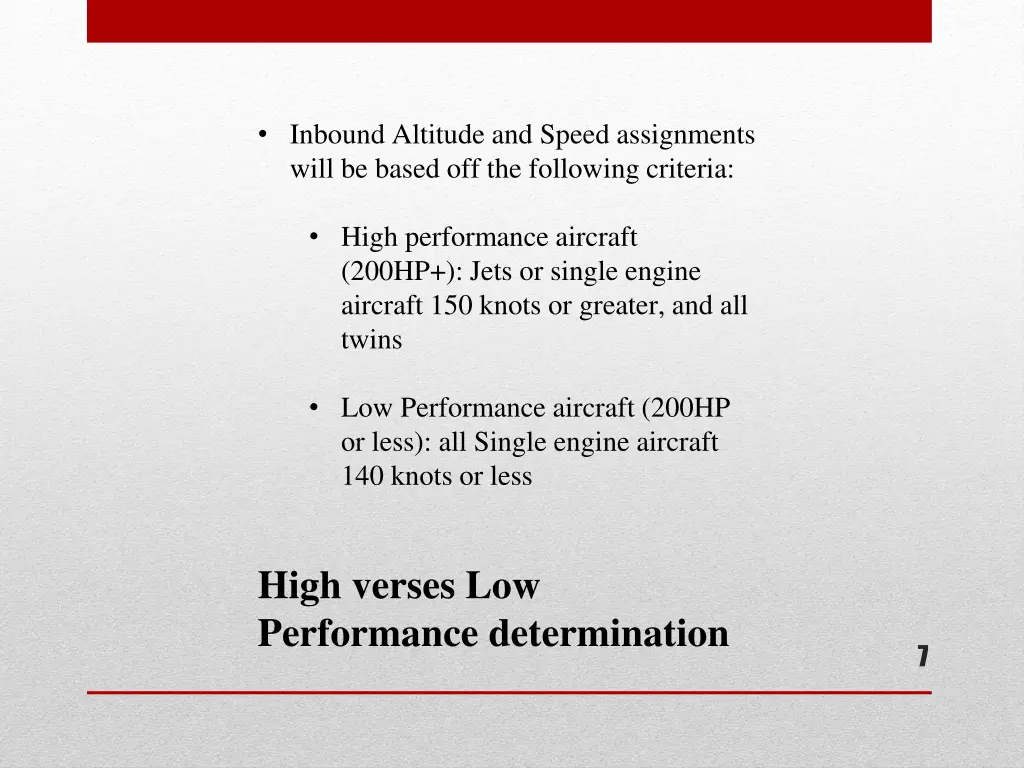 inbound altitude and speed assignments will