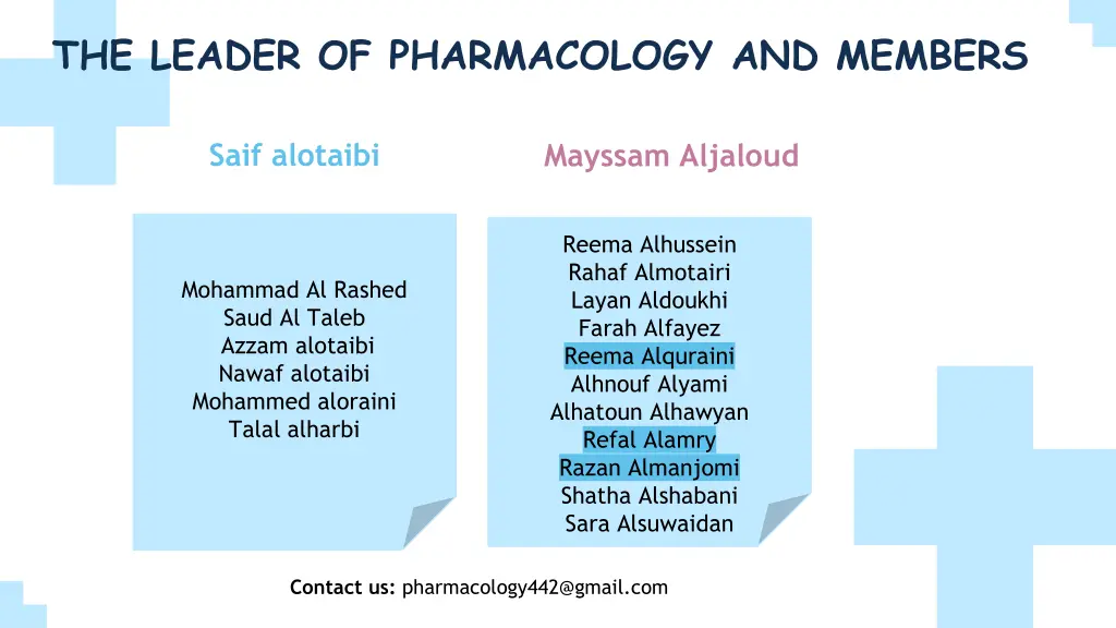 the leader of pharmacology and members