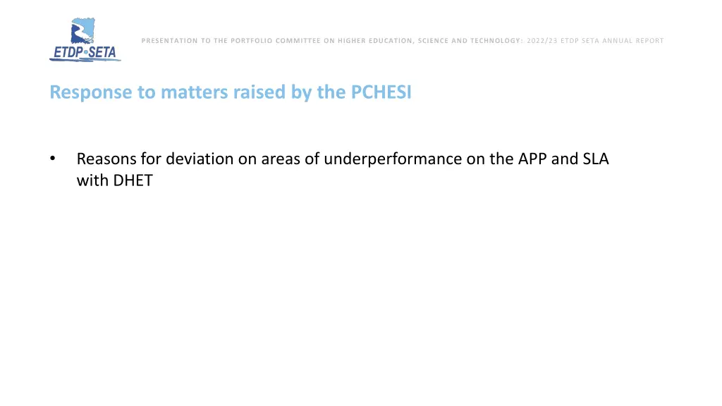 presentation to the portfolio committee on higher 22