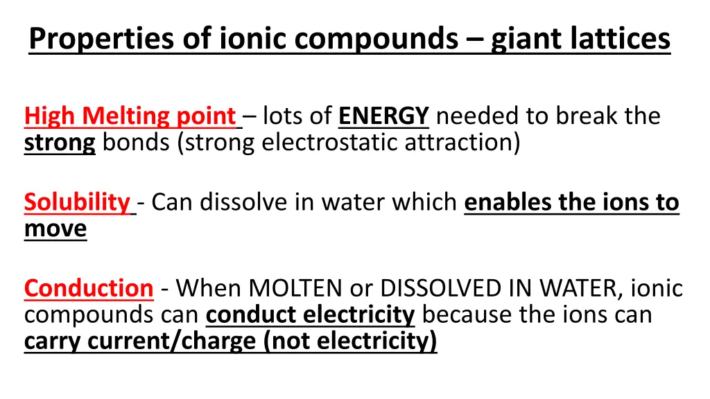properties of ionic compounds giant lattices