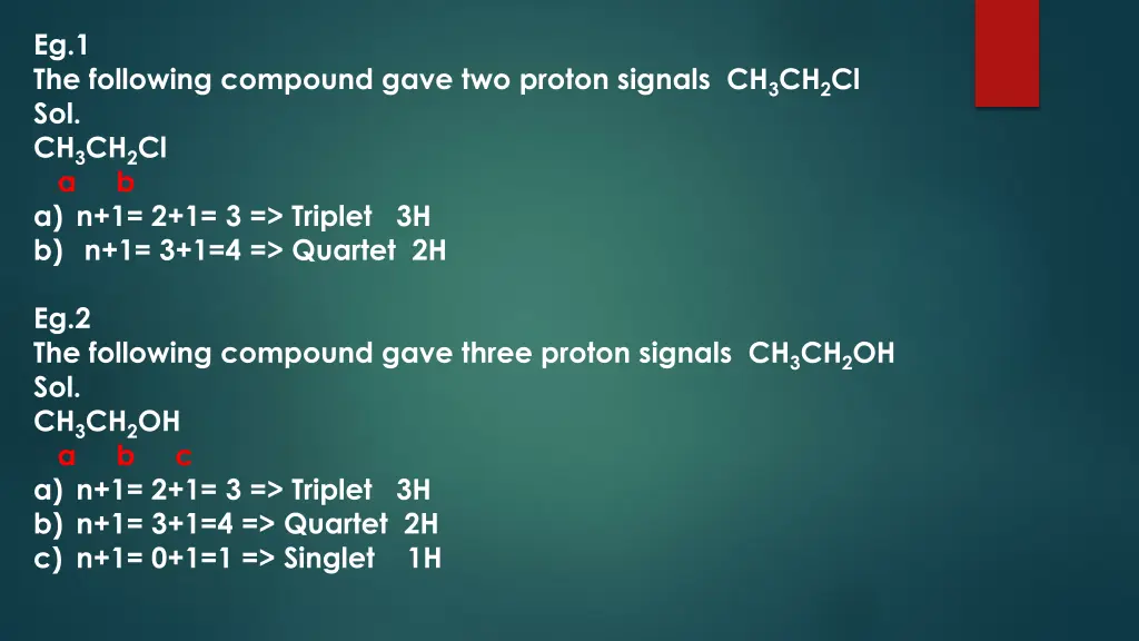 eg 1 the following compound gave two proton