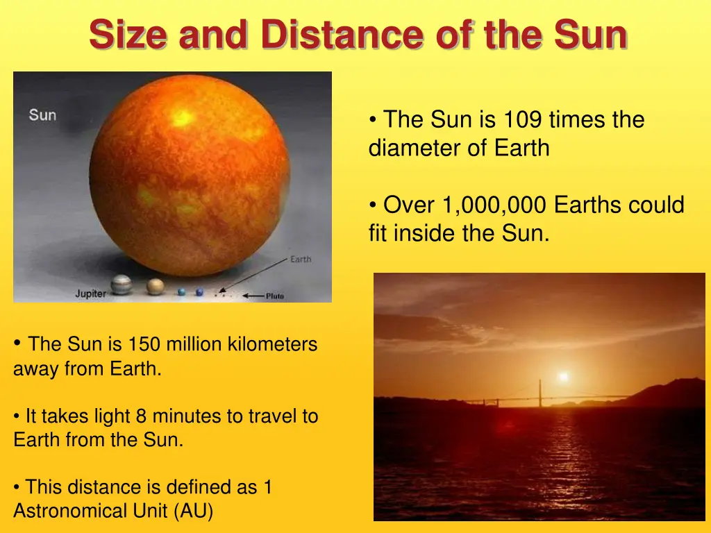 size and distance of the sun