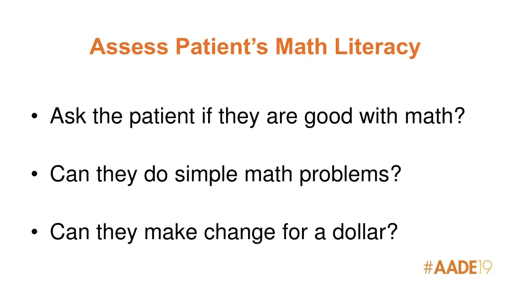 assess patient s math literacy