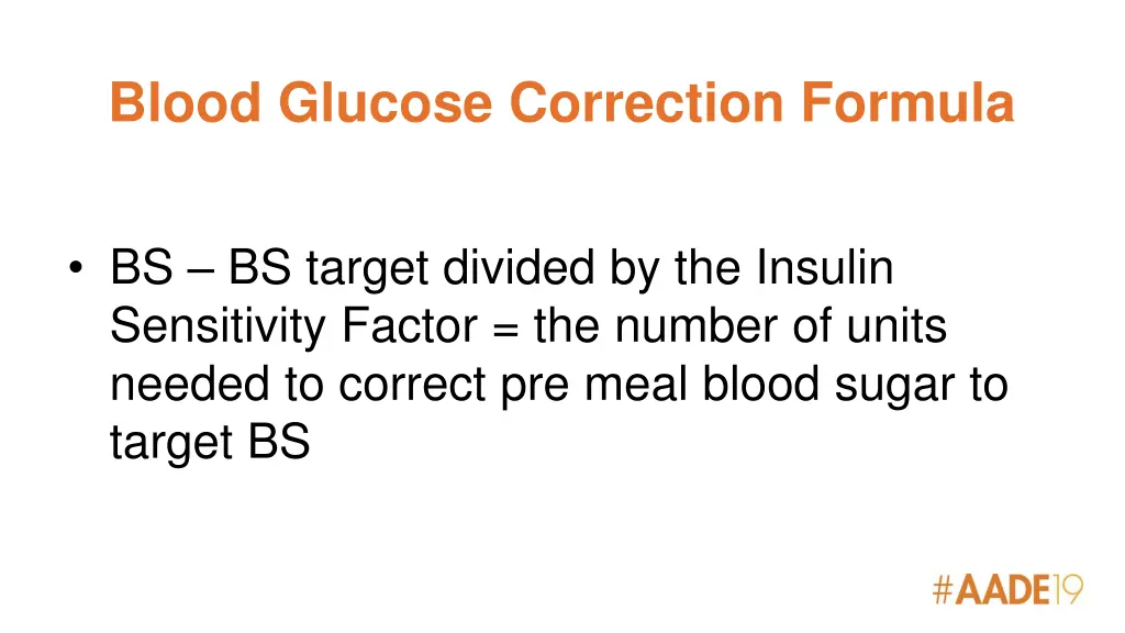 blood glucose correction formula