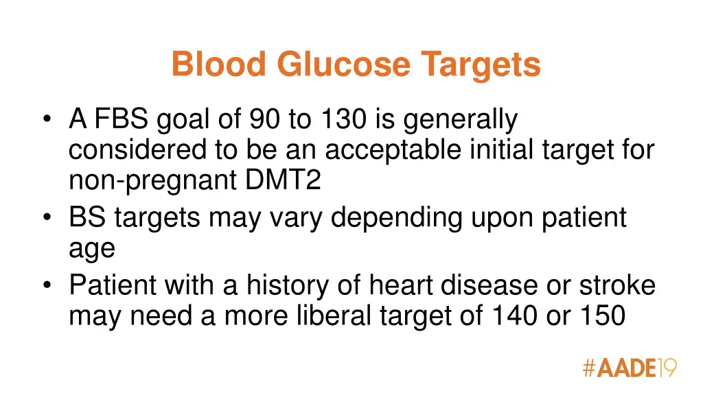 blood glucose targets