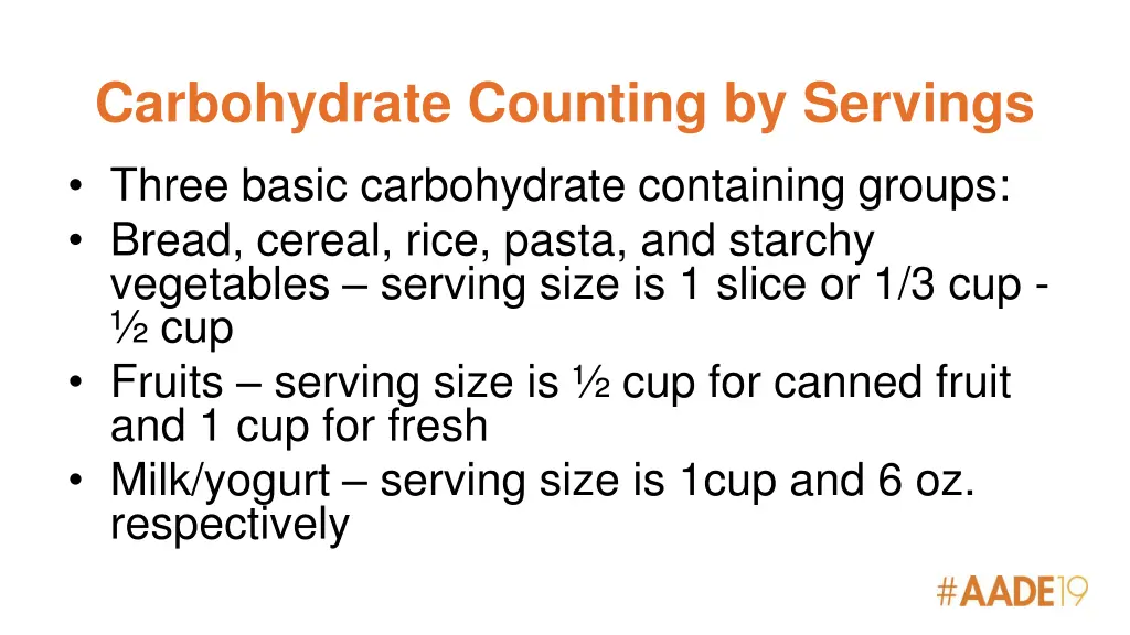 carbohydrate counting by servings three basic
