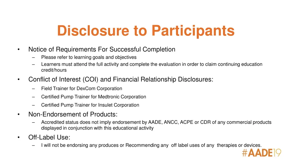 disclosure to participants