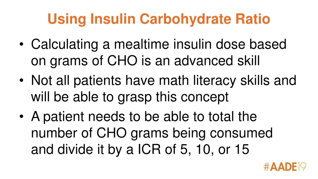 using insulin carbohydrate ratio