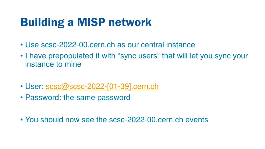 building a misp network