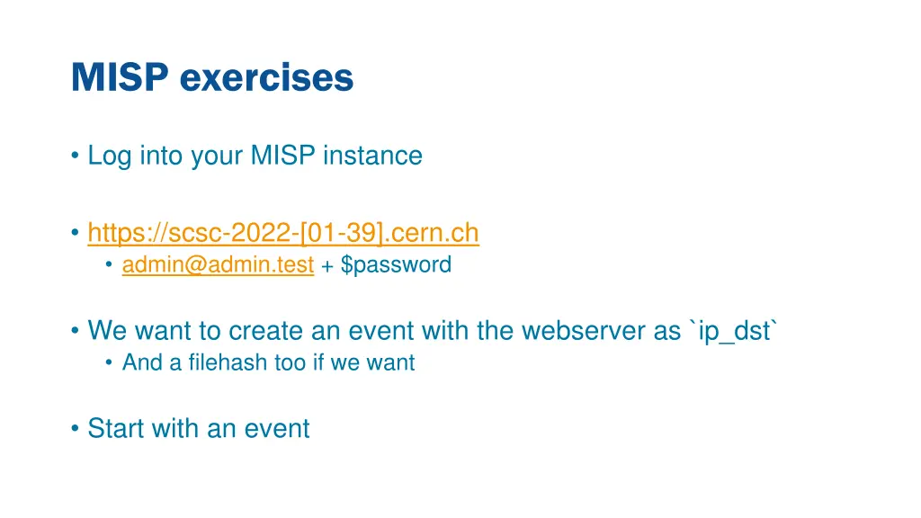 misp exercises 1
