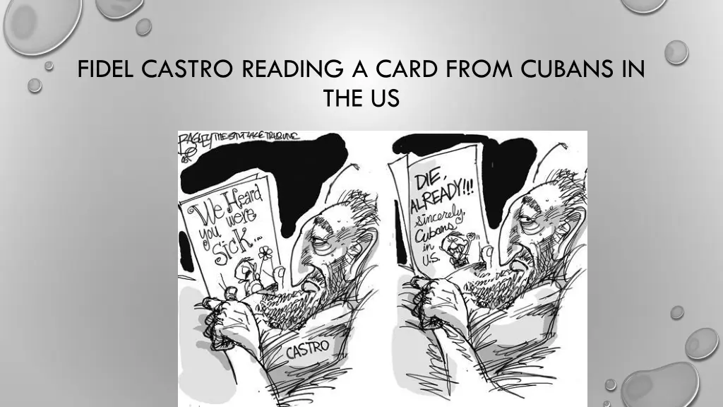 fidel castro reading a card from cubans in the us