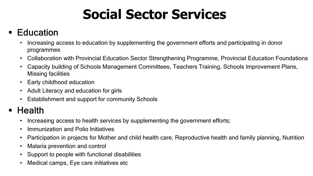 social sector services