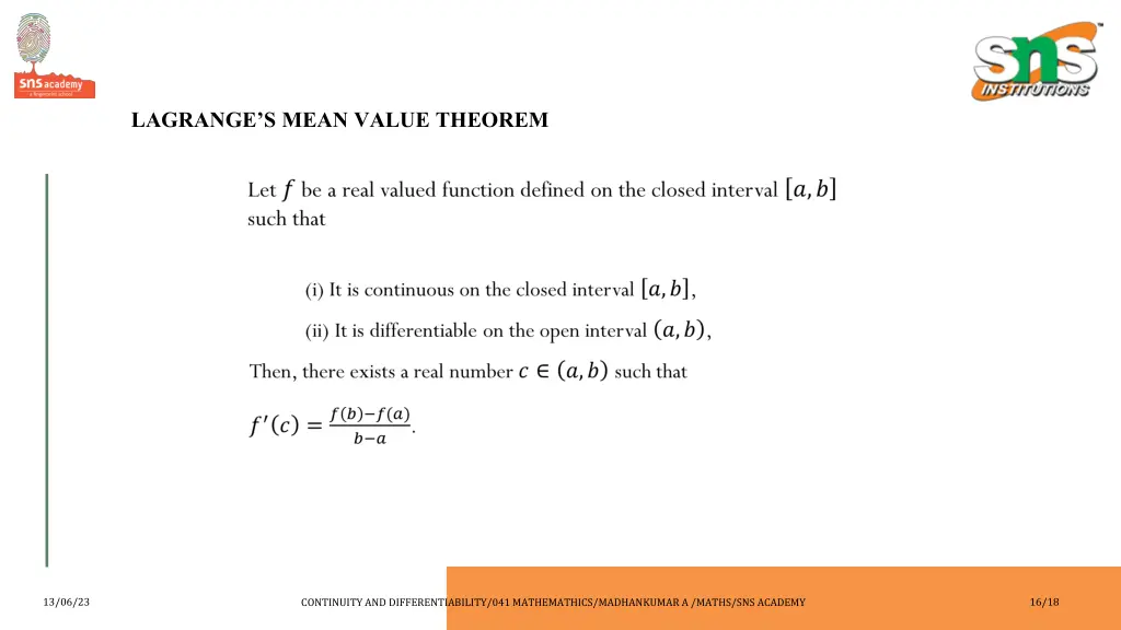 lagrange s mean value theorem