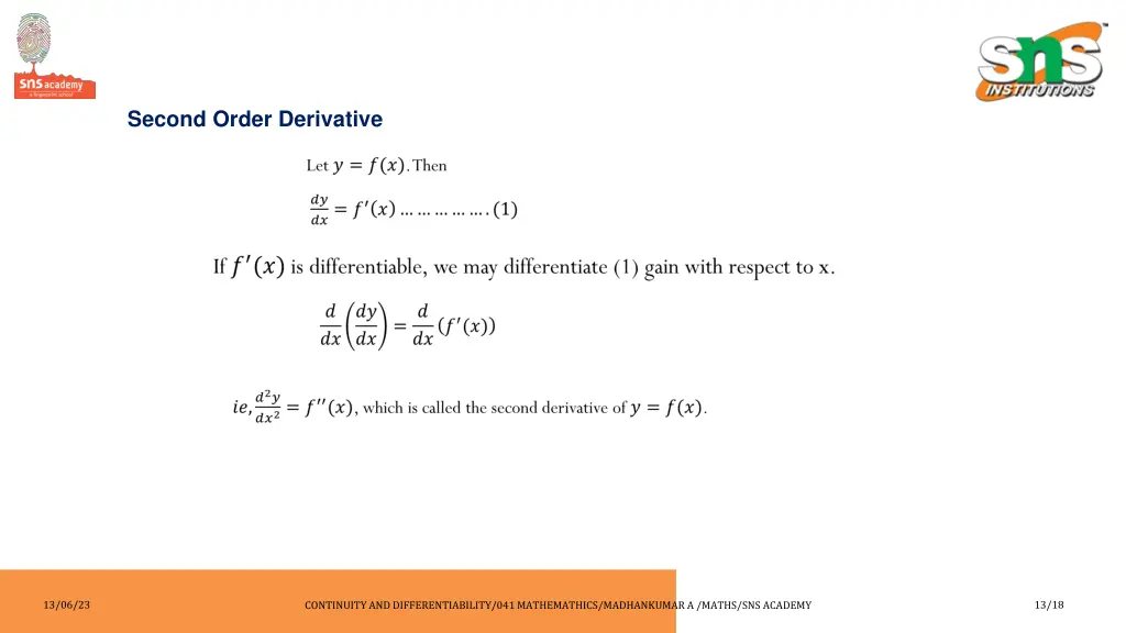 second order derivative