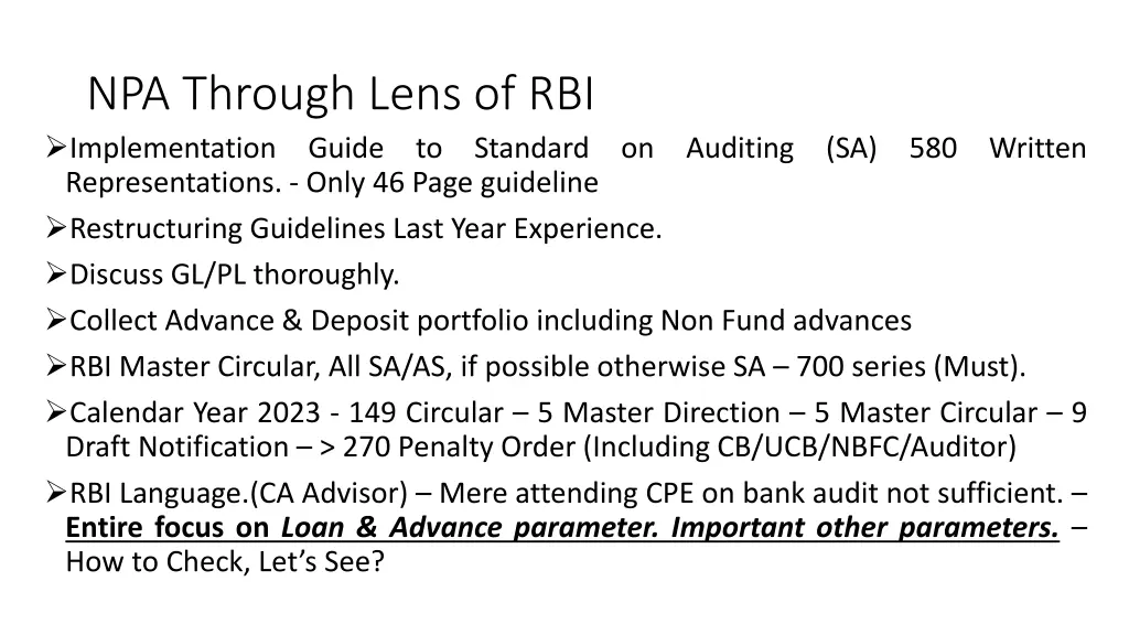 npa through lens of rbi implementation guide